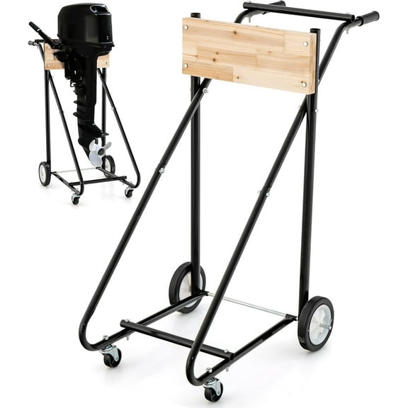 IRONMAX Outboard Motor Stand, 330LBS Heavy Duty & Multi Purposed Boat Engine Carrier Cart Dolly with 2 Universal Wheels and 2 Rubber Wheels for Motor Storage, Repair and Maintenance
