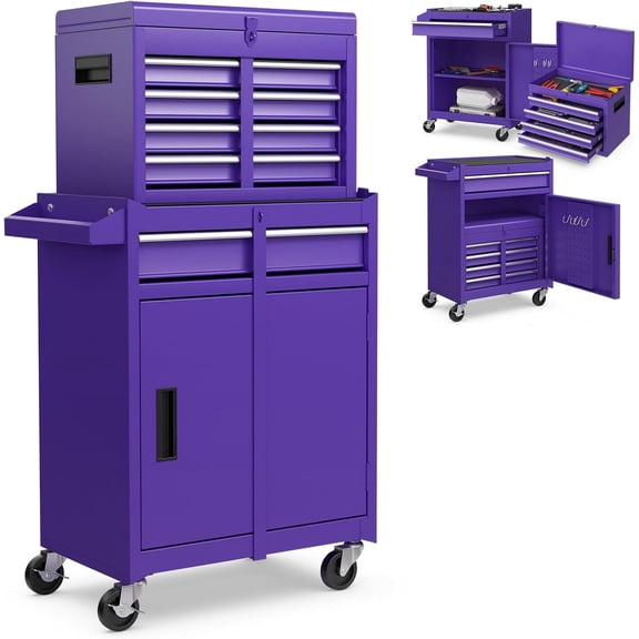 IRONMAX Rolling Tool Chest, 5-Drawer Lockable Tool Cabinet w/Adjustable Shelf & 4 Universal Wheels, 2 in 1 Detachable Tool Box Storage Organizer for Garage Workshop Repair Shop