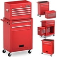 thumbnail image 1 of IRONMAX Rolling Tool Chest, 6-Drawer Lockable Tool Cabinet w/ 4 Universal Wheels, 2 in 1 Detachable Tool Box Storage Organizer for Garage Workshop Repair Shop (6-Drawer, Red), 1 of 14