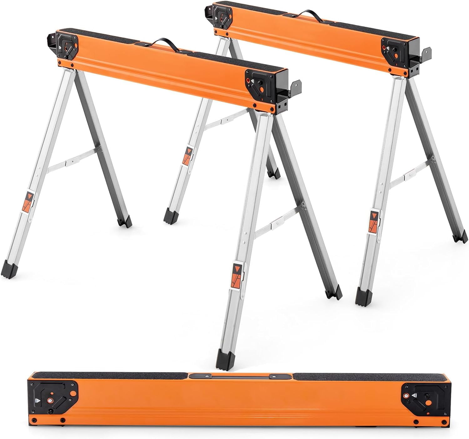 VEVOR Folding Saw Horses, 2-Pack - 660 Lb Capacity, Heavy-Duty Metal Work Supports