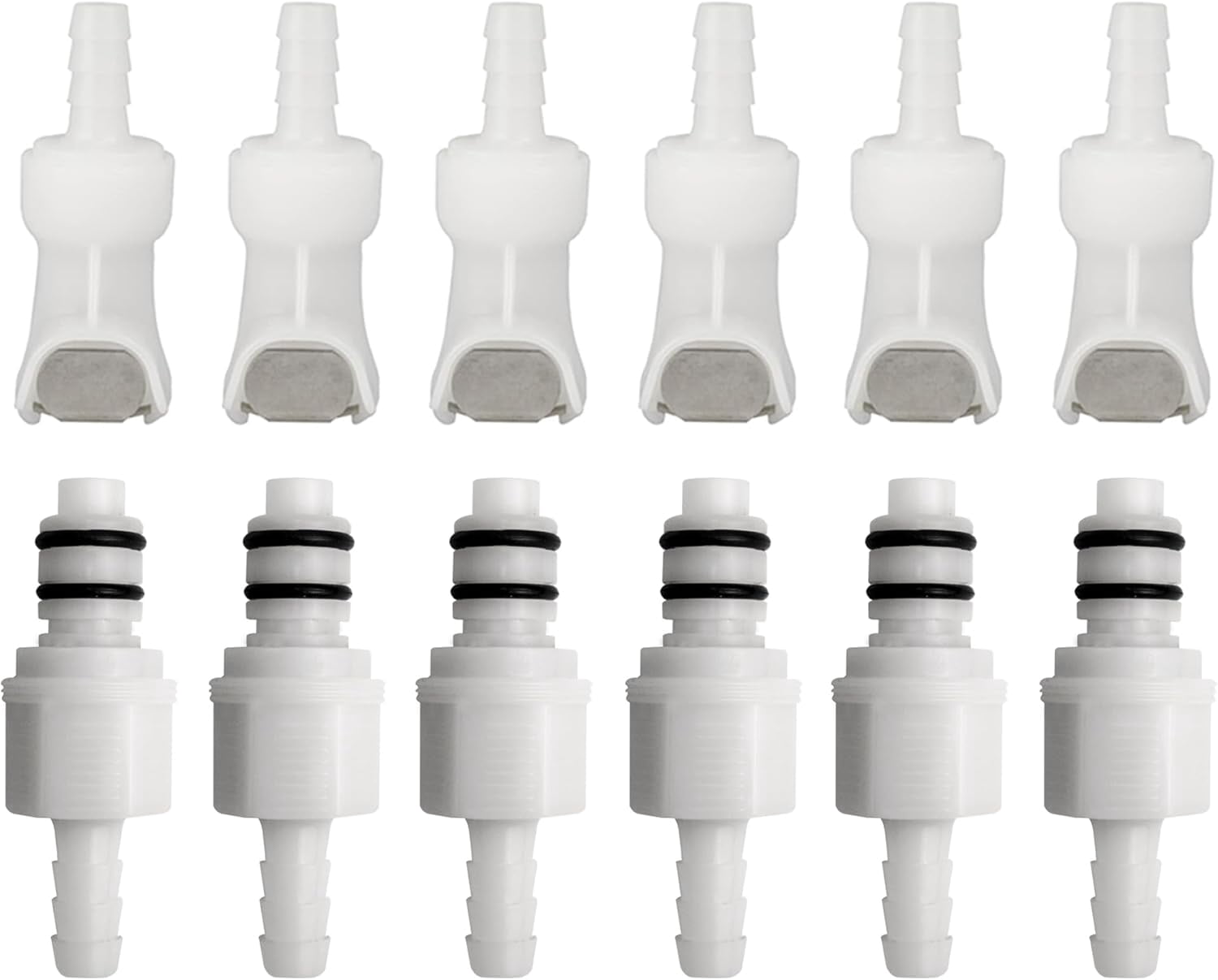 IRONSTAR Quick-Disconnect Hose Barb Insert, Quick Connect Hose Fittings, Plastic Quick Connect Male/Female Coupling Connector, 1/4" Inner Diameter hose, 2 Female Connectors and 2 Male Connectors