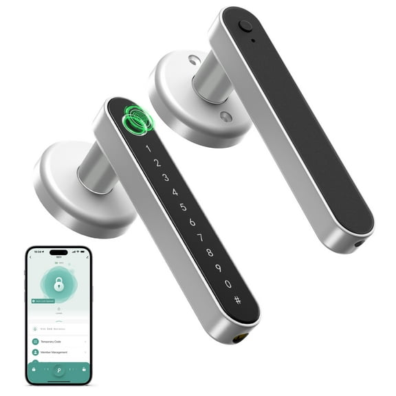 IRONZON Fingerprint Door Lock Smart Door Lock with Keypad Keyless Entry Door Lock with Handle for Home Hotel Office Apartment Bedroom(Silver)