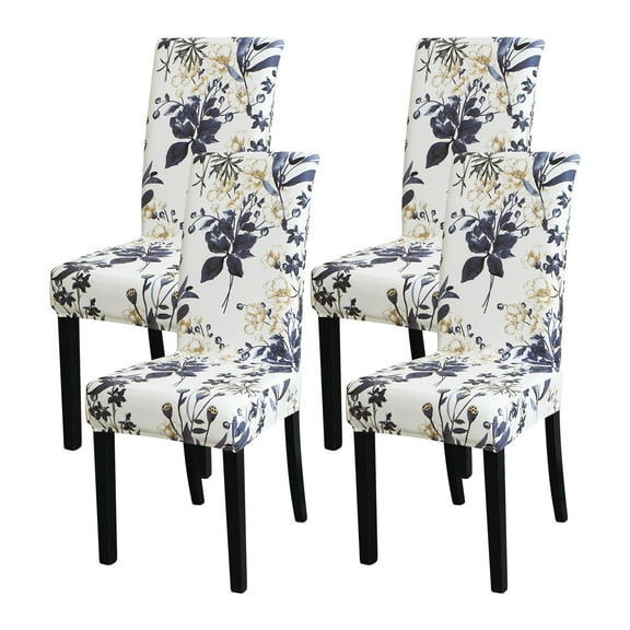 IROOM Chair Covers for Dining Room Set of 4,Stretch Kitchen Chair Slipcover 4 Pieces, Parson Chair Cover 4 Pack, Washable and Removable (Plump flowers)