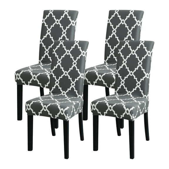 IROOM Pattern Stretch Chair Covers for Dining Room Set of 4,Printed Stretchable Dining Chair Slipcover Washable Removable for Kitchen,Hotel,Restaurant,Ceremony Universal Size(4PCS,Flower)