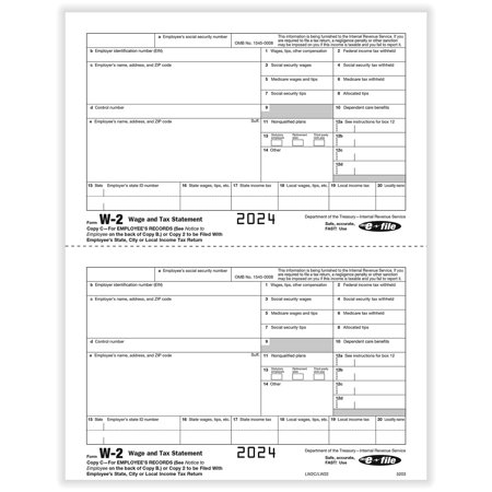 IRS Approved Tax Forms, 50 Sheets Per Pack