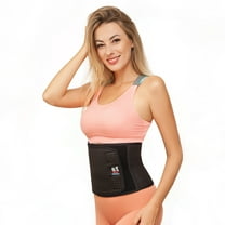 Irufa 3D Breathable Waist Trimmer, Body Shaper, Abdominal Binder, Latex Free with Air Cushion, Black, L/XL, 1 Count