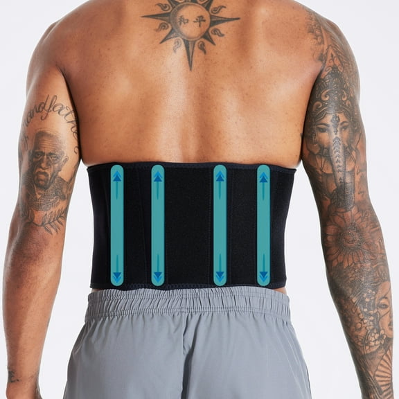 Irufa 3D Breathable Back Support Brace Belt, Latex Free with Air Cushion Effect, Black, S/M, 1 Count