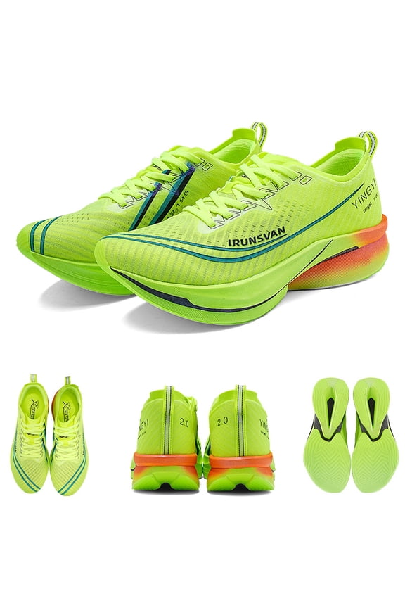 Marathon Carbon Fiber Running Shoes for Men Full Palm Carbon Plate Sports Shoes Breathable Ultra Lightweight Shock Absorbent Couple Sneakers Shadow Wing 2.0