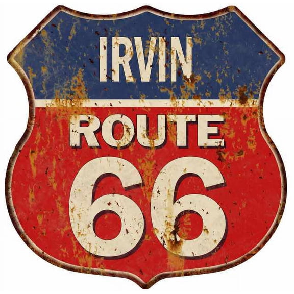 IRVIN Route 66 Sign Shield Metal Gift Man Cave Red 211110005177
