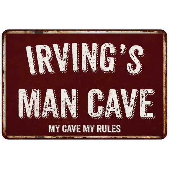 IRVING'S Man Cave Red Grunge Gift Sign Metal 12x18 Decor 208120003293