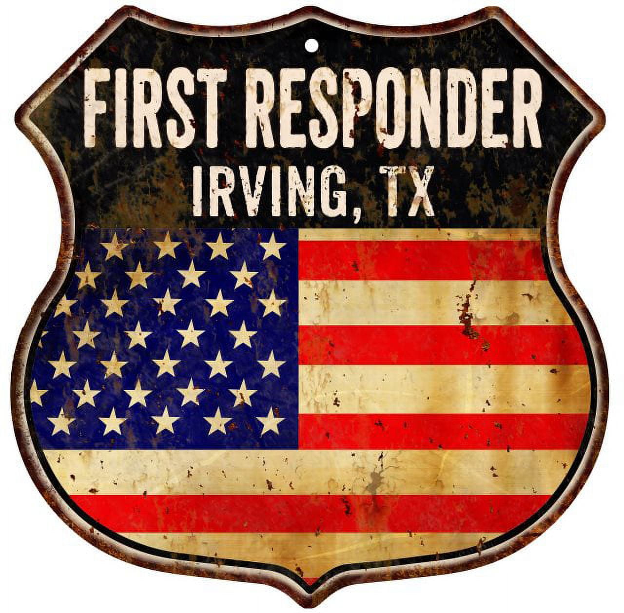 IRVING, TX First Responder USA 12x12 Metal Sign Fire Police ...