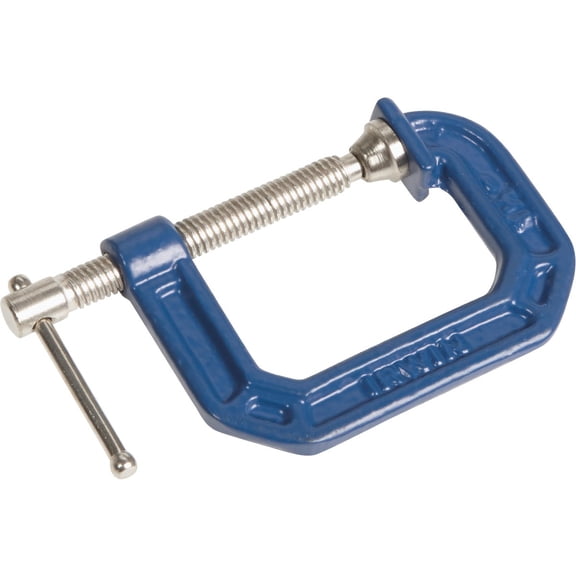 Irwin 2025101 Quick Grip C-Clamp, 10 Pound Clamping, 1-1/2 in Max Opening Size, 1-1/2 in D Throat, Steel Body, Blue Body