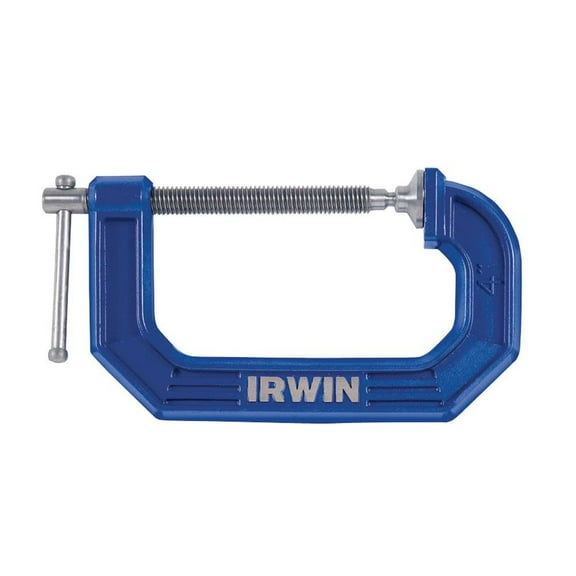 IRWIN C-Clamp 225104 - 900 lb Clamping, 4 in Max Opening, 3 in Throat, Steel, Blue