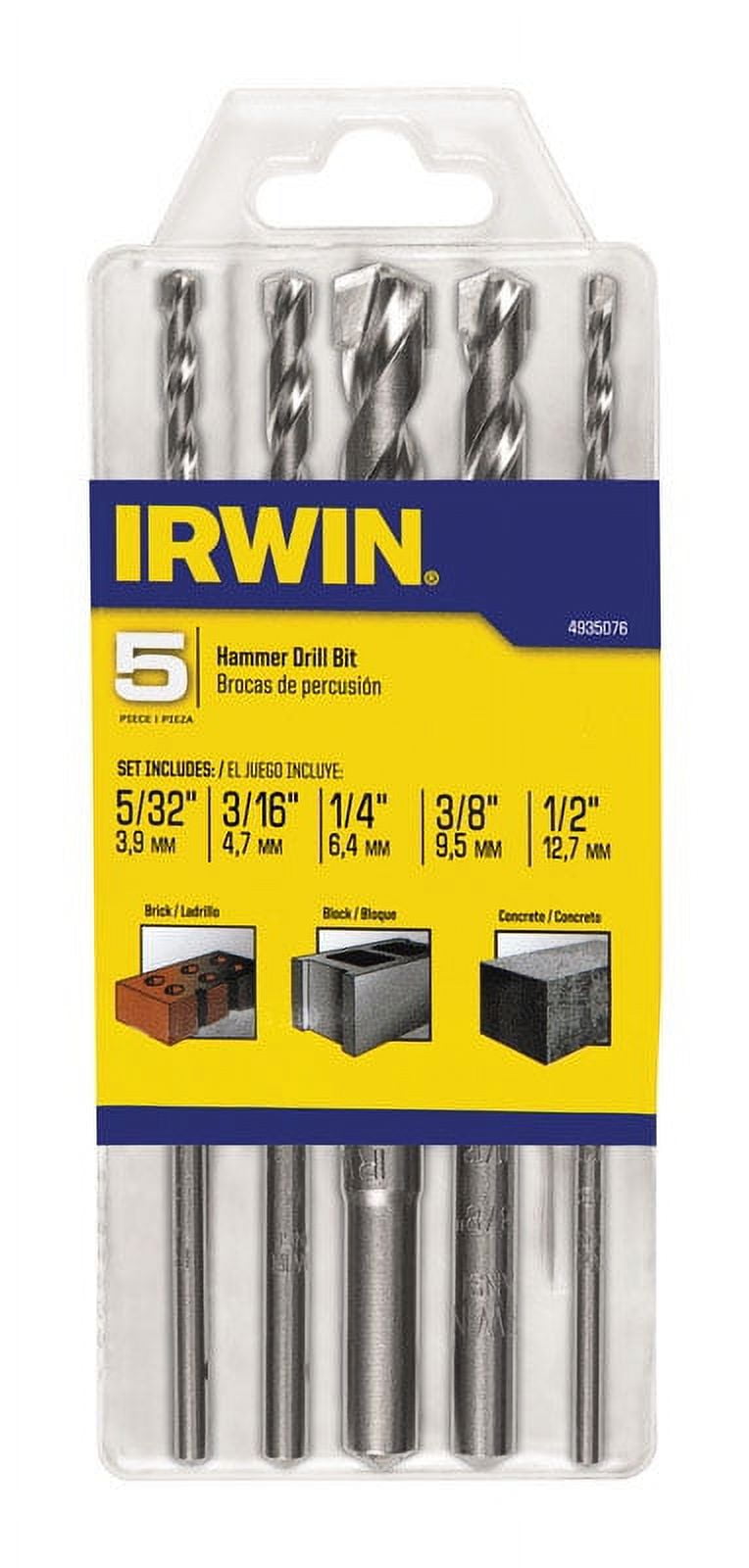 Irwin Tools 5-teiliges Hammerbohrer-Set – Hartmetall-Spitzen Für Schnelles Bohren In Stein & Mauerwerk