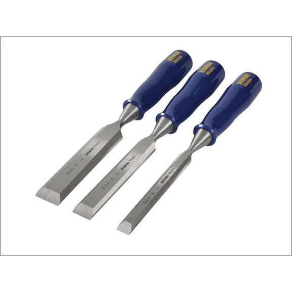 IRWIN Marples - M444 Bevel Edge Chisel Blue Chip Handle Set, 3 Piece