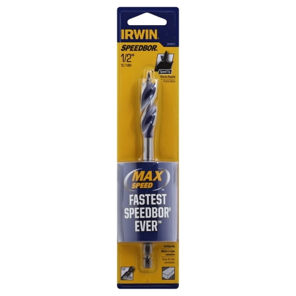 IRWIN SPEEDBOR 3041001 Wood Boring Bit, 1/2 in Dia, 6 in OAL, Auger Bit, Tapered Flute, 3-Flute, 1/4