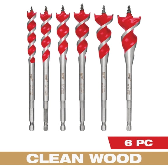 IRWIN SPEEDBOR Drill Bit Set, Auger, 6-Piece 3041006 Professional & DIY Use, Standard Battery Platform