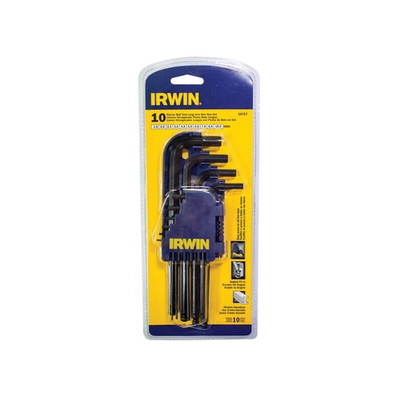 IRWIN - T10757 Long Arm Ball End Hex Key Set, 10 Piece (1.5-10mm)
