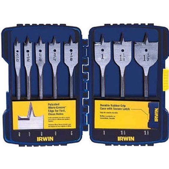 IRWIN Tools SPEEDBOR Blue Groove Pro Spade Bit Set with Case, 8-Piece 341008