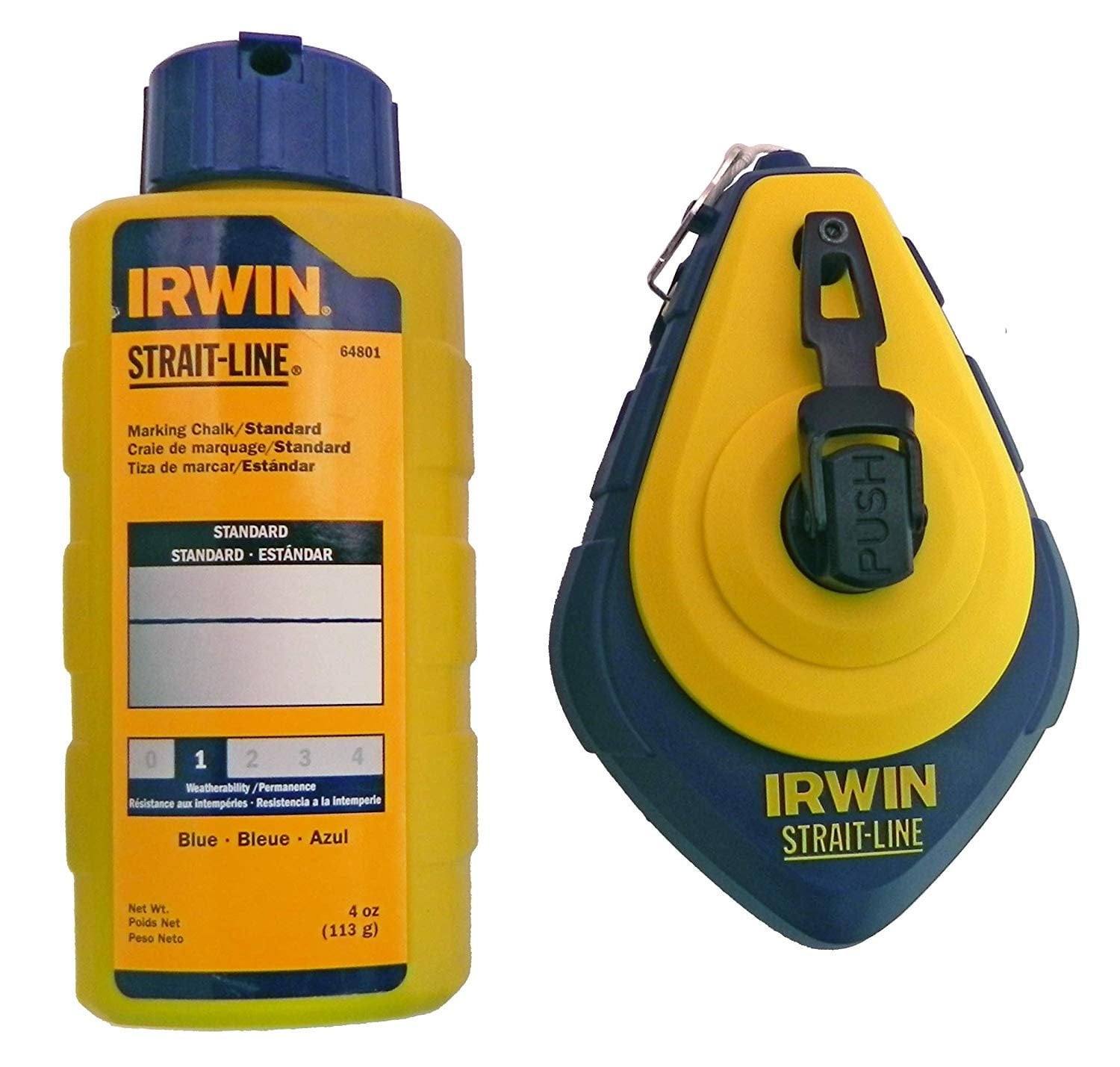 IRWIN Tools STRAIT-LINE 64494 Speed-Line Refillable High-Speed Chalk Line  Reel with 4-ounce Chalk, 100-foot, Blue Chalk 64494 