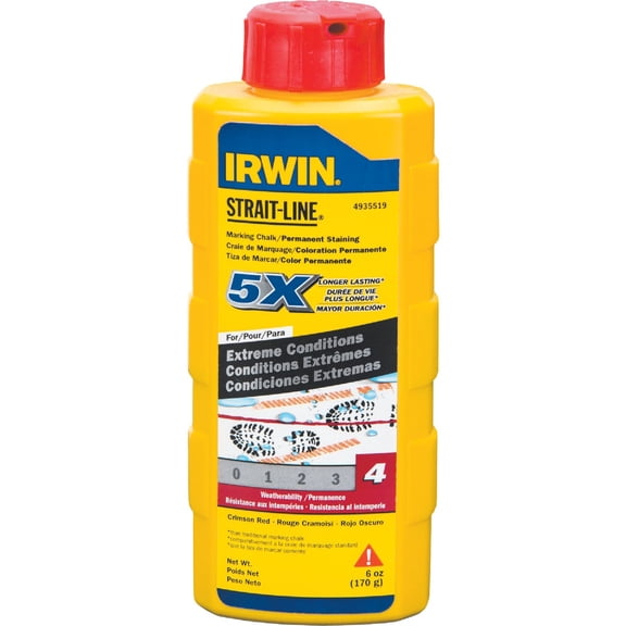 IRWIN Tools STRAIT-LINE Permanent Staining Marking Chalk, Crimson Red, 6ounce 4935519