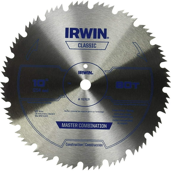 IRWIN Tools Steel Table / Miter Circular Saw Blade, 10-Inch, 80 Tooth 11270ZR