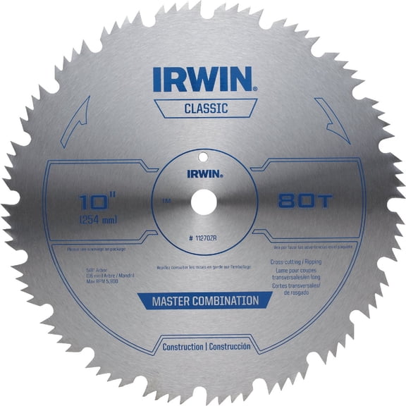 IRWIN Tools Steel Table / Miter Circular Saw Blade, 10-Inch, 80 Tooth 11270ZR