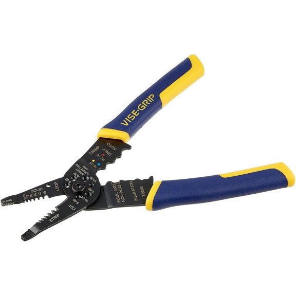 IRWIN VISE-GRIP Wire Stripper, 8 inch, Cuts 10-22 AWG, Plier Style Nose, ProTouch Grip for Maximum Comfort (2078309)