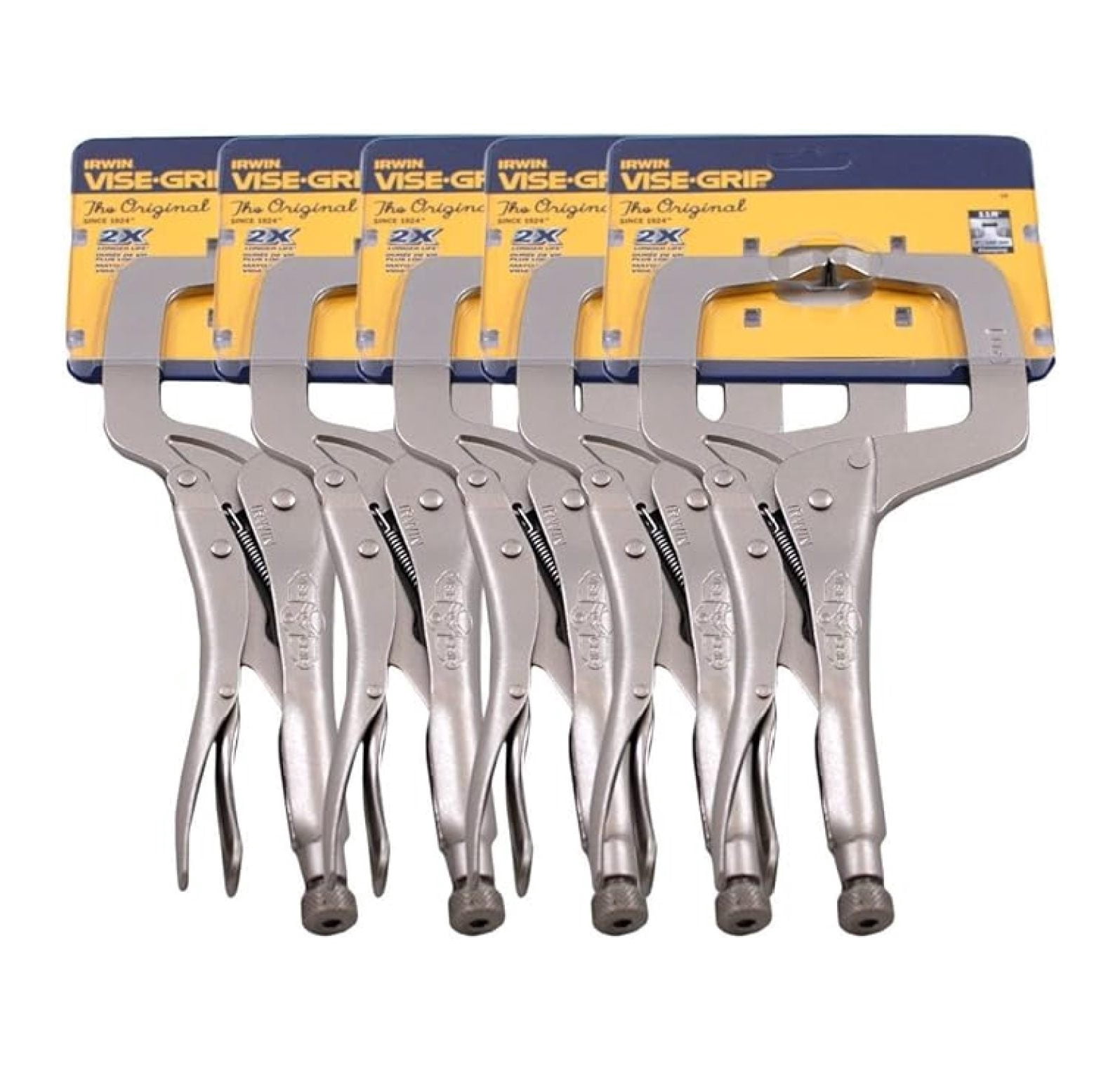 IRWIN Vise Grip 11R 11" C Clamp Locking Regular Tip Easy Release Pliers (5 PACK)