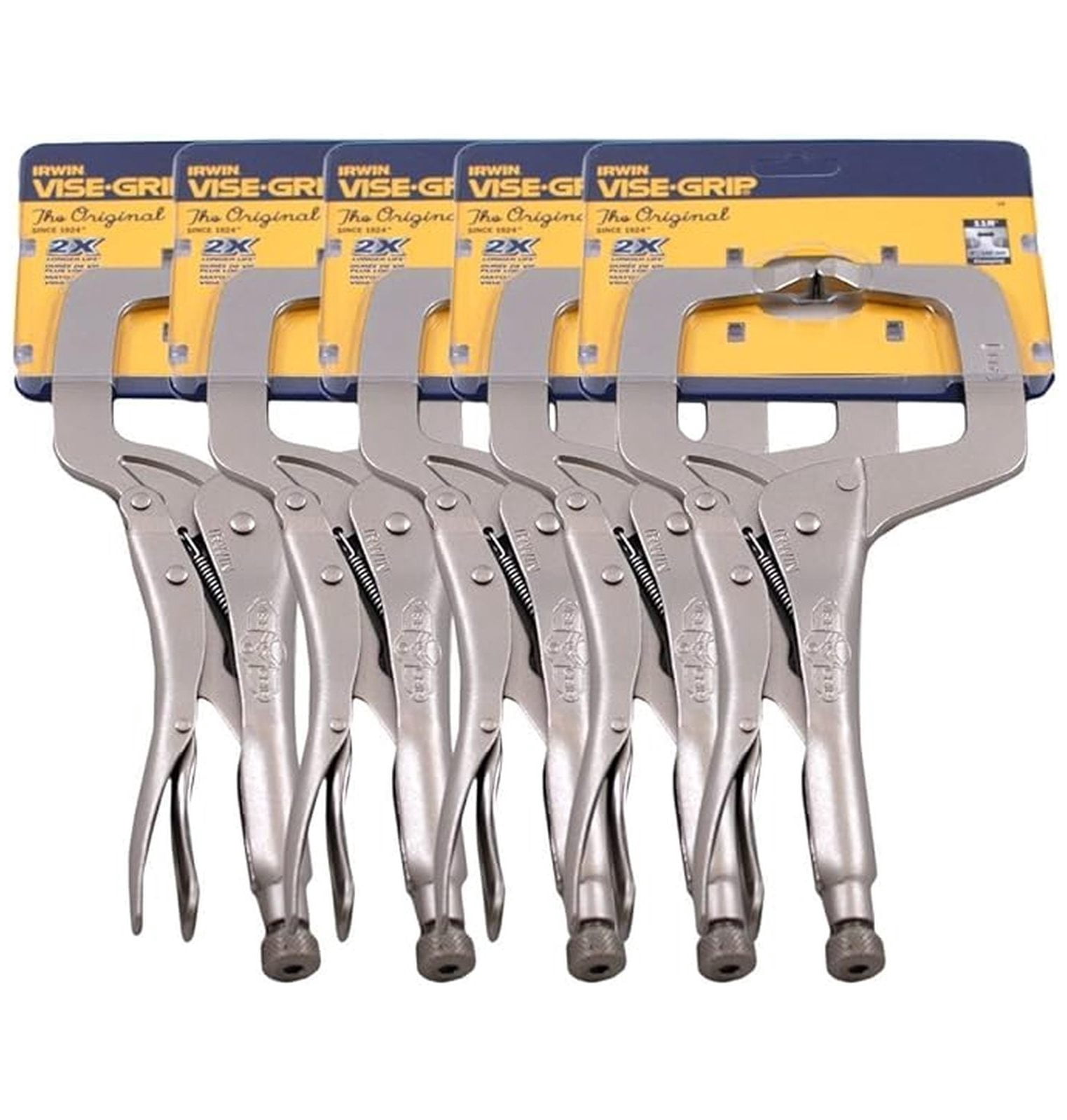 IRWIN Vise Grip 11R 11" C Clamp Locking Regular Tip Easy Release Pliers (5 PACK)