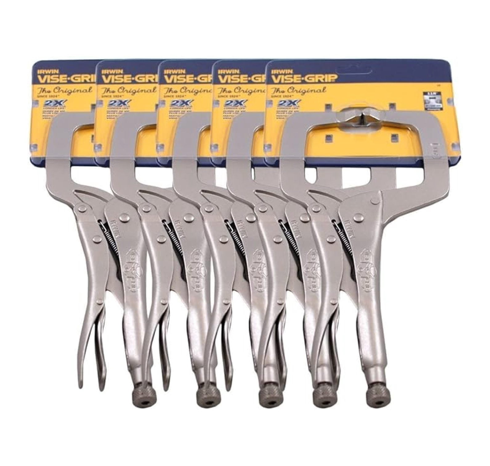 IRWIN Vise Grip 11R 11" C Clamp Locking Regular Tip Easy Release Pliers (5 PACK)