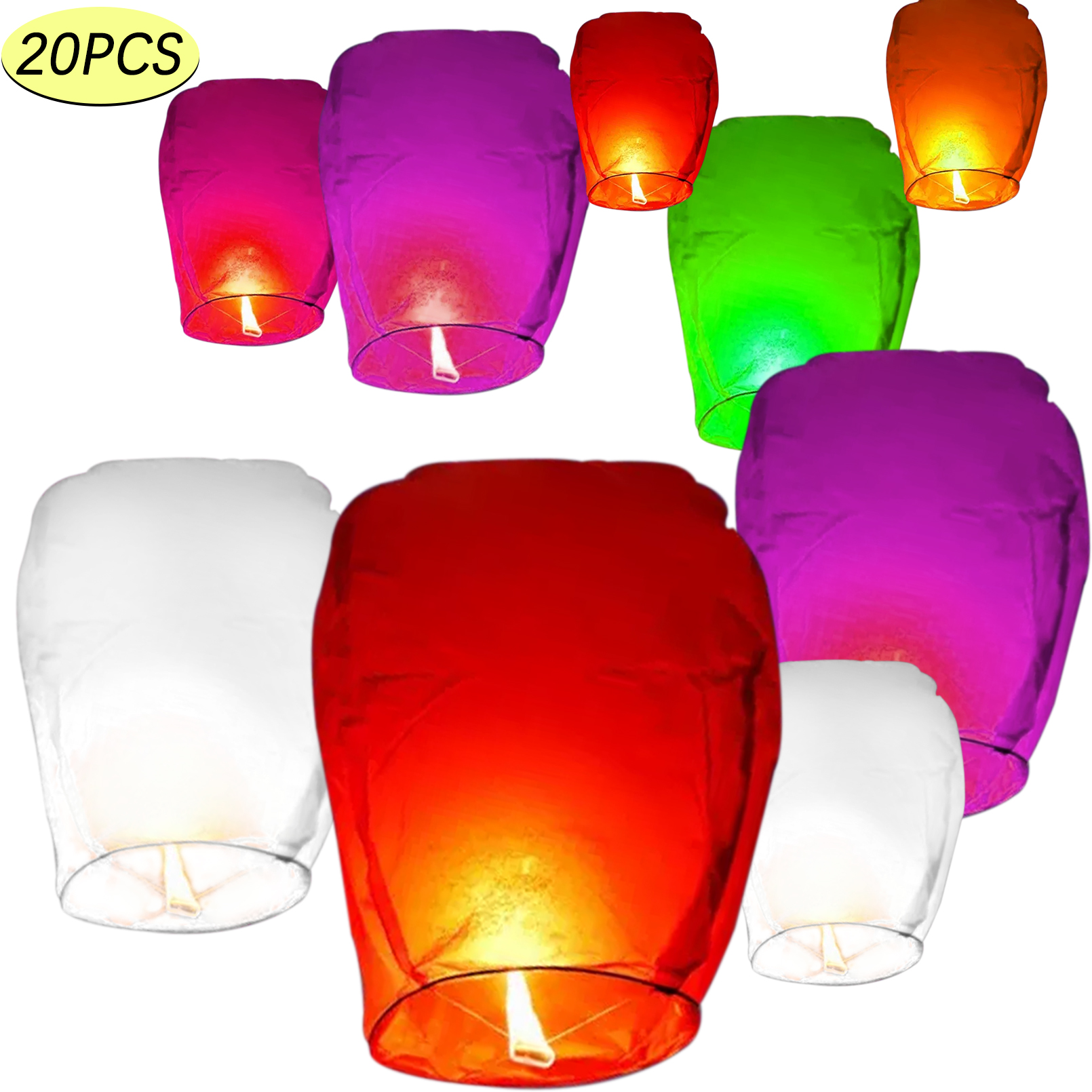 20 Pack Chinese Wishing Lanterns ECO Friendly Biodegradable Paper Sky
