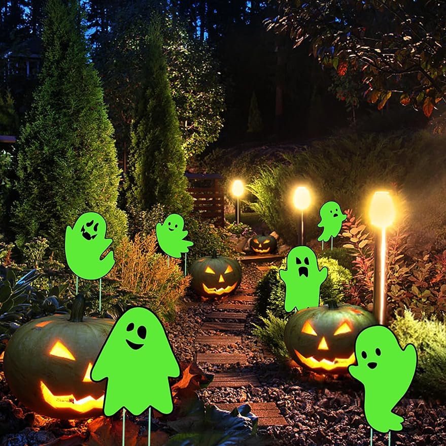 IRmm Halloween Decorations Outdoor Yard Signs, 6PCS Glow in The Dark