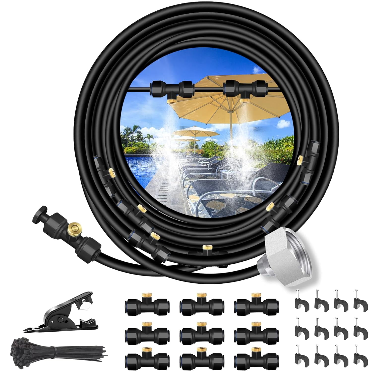 IRmm Misters for Outside Patio, 29.5FT（9M） Misting Cooling System, Patio Misters for Cooling