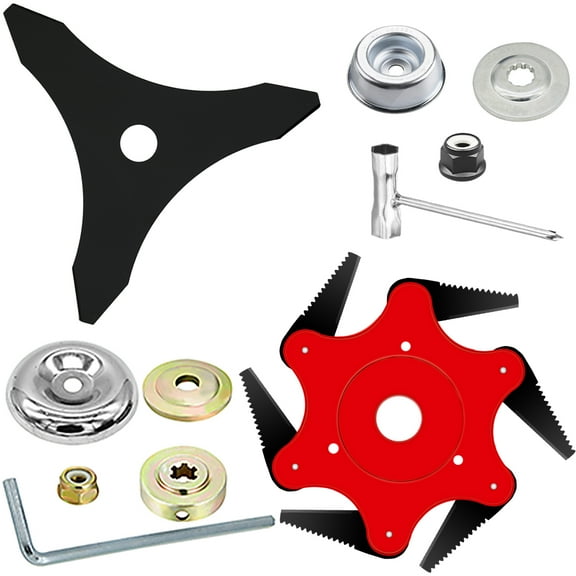 IRmm Steel Trimmer Head Sawtooth Weed Eater Blades Metal Mn65 Brush Cutter Blades&10" x 3 Teeth Carbon Steel Brush Cutter Blades, Universal Weed Eater Blades Metal (Adapter Kits Included)