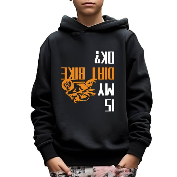 IS MY DIRT BIKE OK Print Boy's Hoodie Long Sleeve Casual Graphics Design Sweatshirt Spring Fall Clothes