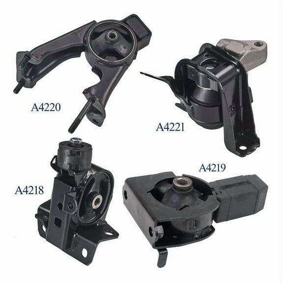Set of 4 ISA Engine Motor Mounts Compatible with 2003-2008 Toyota Corolla, 2003-2006 Toyota Matrix, 2003-2008 Pontiac Vibe 1.8L l4 A4219, A4221, A4220, A4218