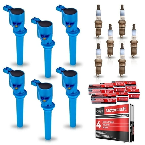 Set of 6 ISA High Performance Ignition Coils and 6 Motorcraft Spark Plugs for 2001 Mazda Tribute Replacement for FD502 SP493