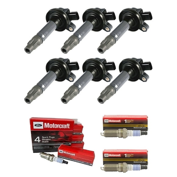 ISA Auto Ignition Coils and Motorcraft Spark Plugs for Ford, Lincoln, Mazda, Mercury, Set of 6