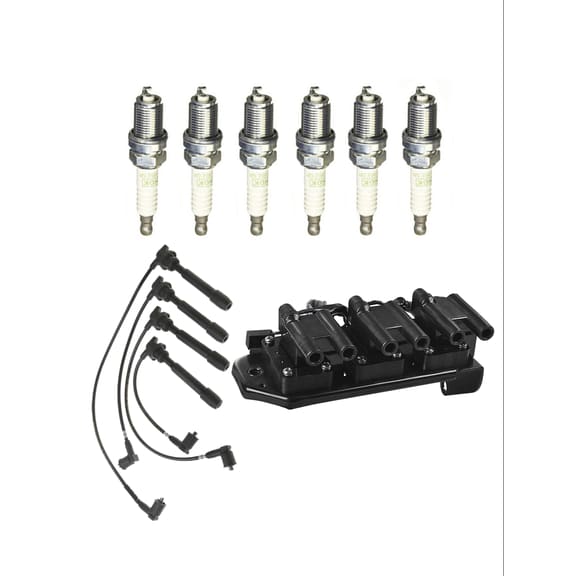 ISA Ignition Coil, 6 NGK Spark Plugs and Wireset Compatible with 2002-2005 Hyundai Sonata LX Sedan 4-Door Replacement for UF284