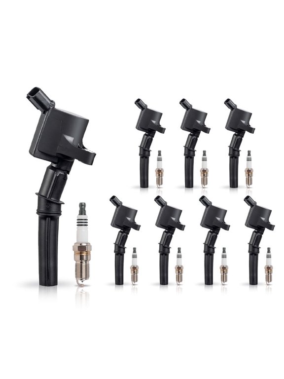 ISA Ignition Coil and Platinum Spark Plug For Ford Mercury Lincoln Crown Victoria Grand Marquis Town Car E150 E250 Expedition F150 4.6L V8 Replacement for FD503 SP493 Set of 8