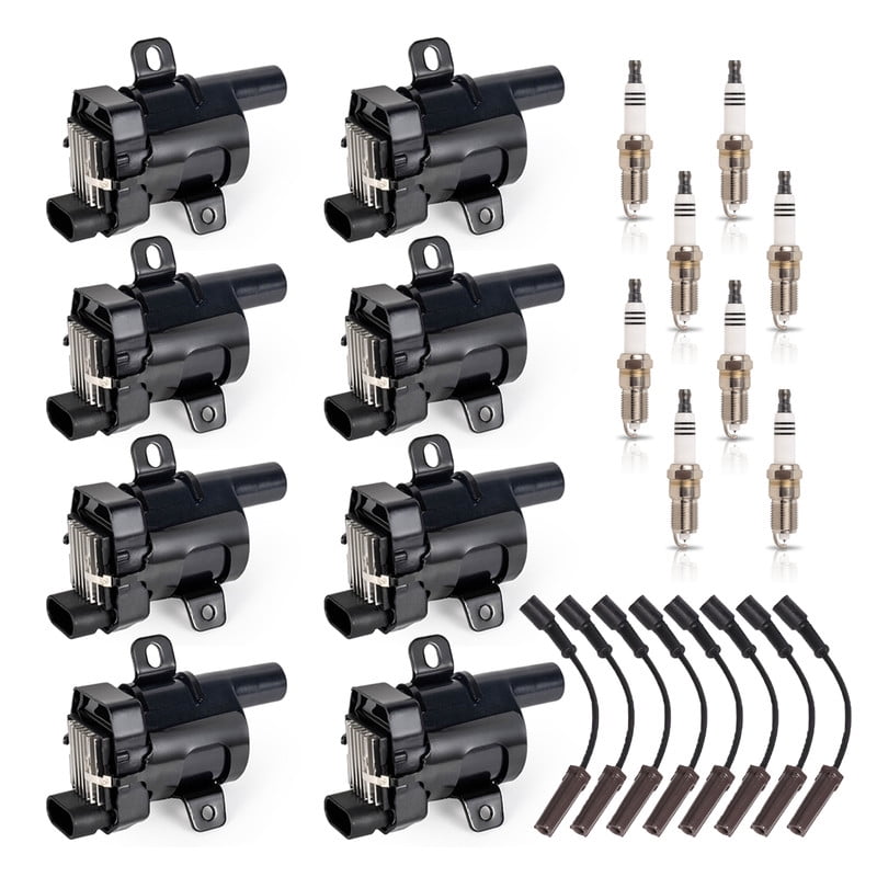 ISA Ignition Coil, Wireset and 8 Spark Plugs For Chevrolet Escalade Avalanche 1500 Silverado 1500 2500 3500 GMC Sierra 1500 2500 Yukon Replacement for UF262 748HH 41-962 Set of 8