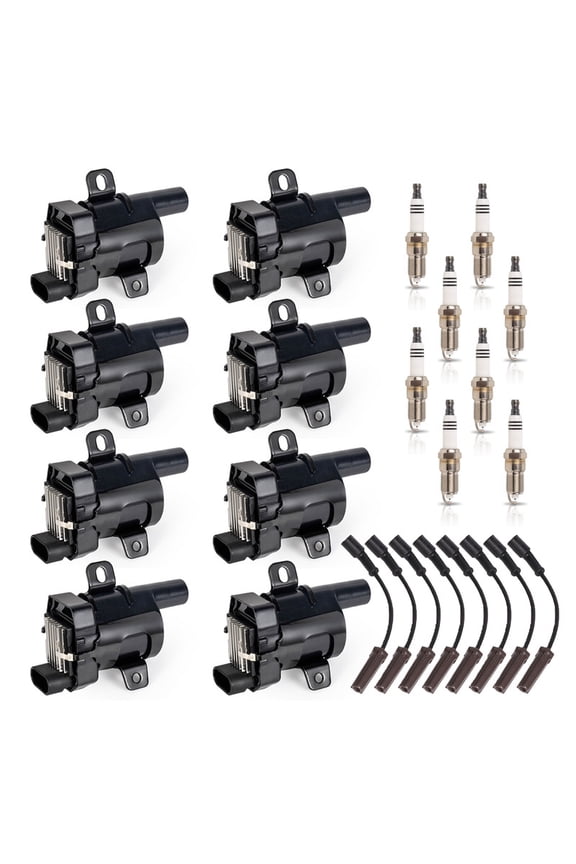 ISA Ignition Coil, Wireset and 8 Spark Plugs For Chevrolet Escalade Avalanche 1500 Silverado 1500 2500 3500 GMC Sierra 1500 2500 Yukon Replacement for UF262 748HH 41-962 Set of 8