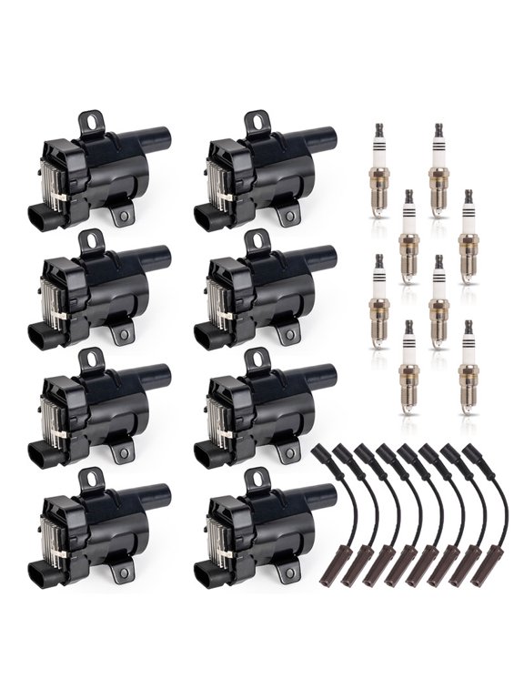 ISA Ignition Coil, Wireset and 8 Spark Plugs For Chevrolet Escalade Avalanche 1500 Silverado 1500 2500 3500 GMC Sierra 1500 2500 Yukon Replacement for UF262 748HH 41-962 Set of 8