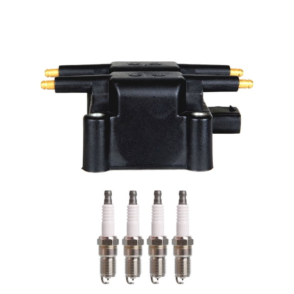 ISA Ignition Coil and 4 Spark Plugs Compatible with Mitsubishi Eclipse 1995-1996 2.0L L4 1997cc 122ci  Replacement for UF125