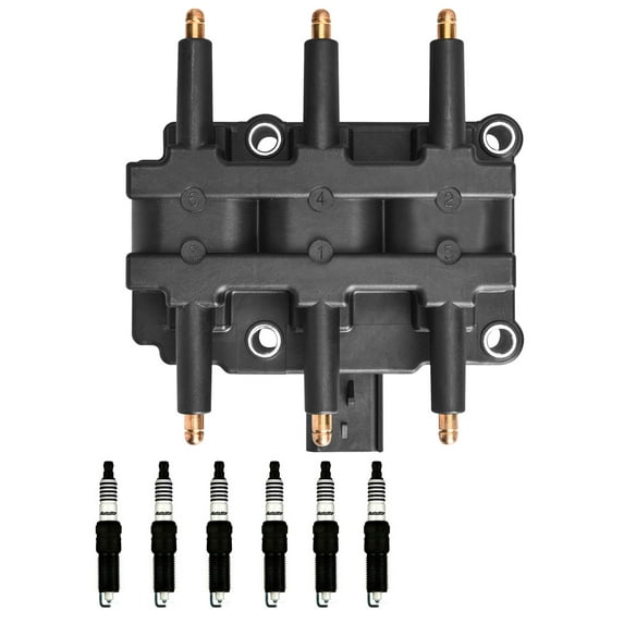 ISA Ignition Coil and 6 Spark Plugs Compatible with 2008-2010 Dodge Grand Caravan SE Mini Passenger Van 4-Door 3.3L Replacement for UF305