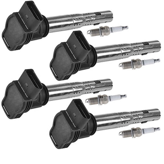 ISA Ignition Coil and Autolite Spark Plug Compatible with Volkswagen Tiguan CC Audi Q5 A4 UF575