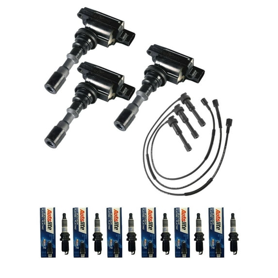 ISA Ignition Coils, 6 Autolite Spark Plugs and Wireset Compatible with 2003-2005 Hyundai Santa Fe LX Sport Utility 5-Door 3.5L 3500CC V6 GAS Replacemenr for UF439