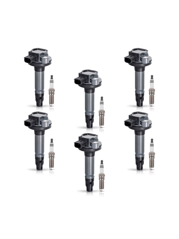 ISA Ignition Coils & 6 Spark Plug For Lincoln Ford Mustang Edge Explorer F150 Flex Taurus Transit 150 250 350 MKS MKT MKX MKZ Replacement for UF553 DG520 SP589 SP520 Set of 6
