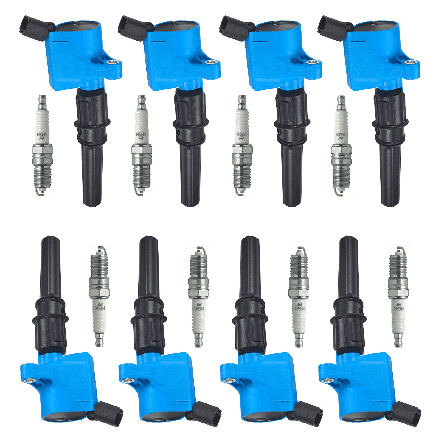 ISA Premium Ignition Coil and NGK Spark Plug Compatible with Ford